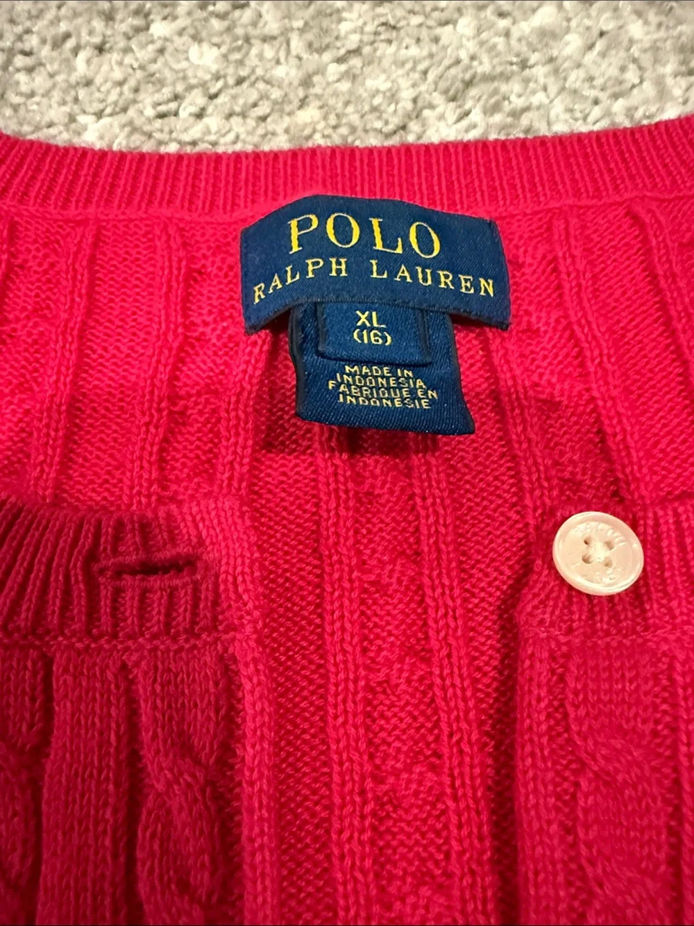 Girls Ralph Lauren Pink Cable-Knit Button Cardigan color fuchsia  size 16